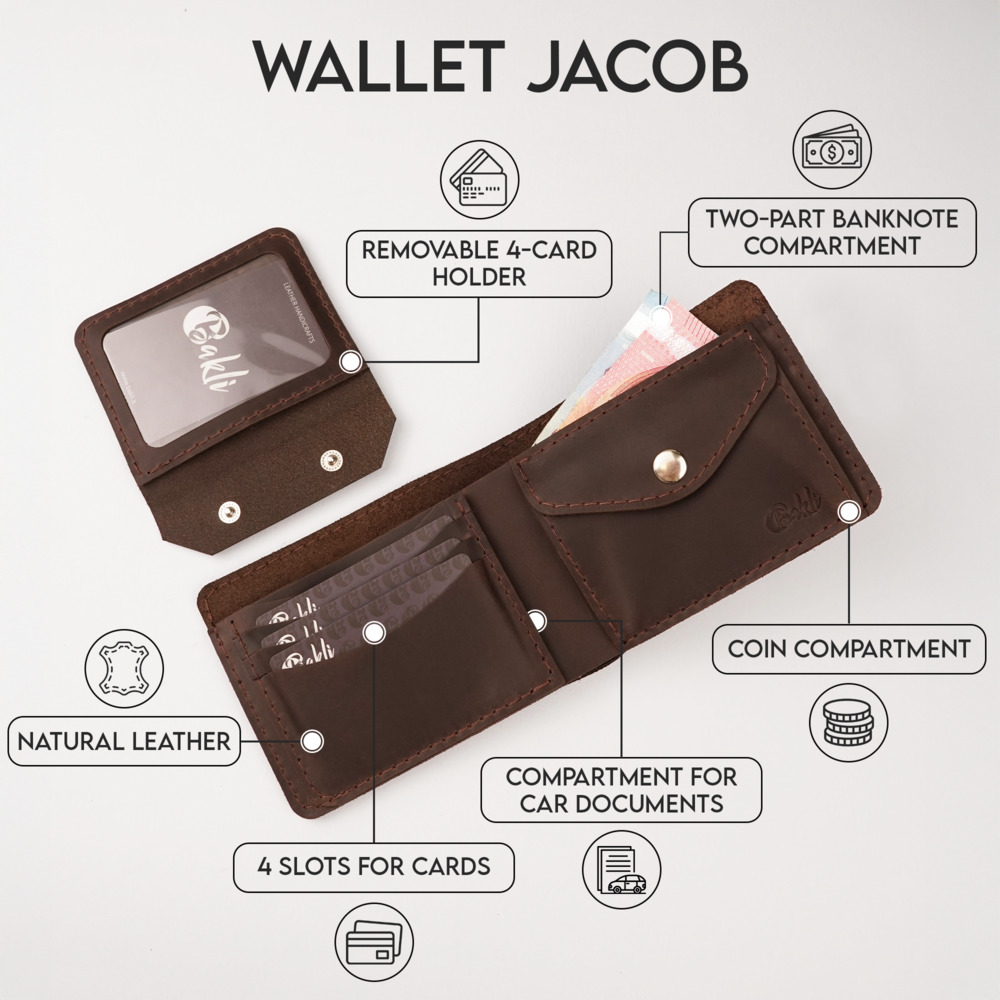 Leather wallet Jacob Crazy Horse - Bakli.lt